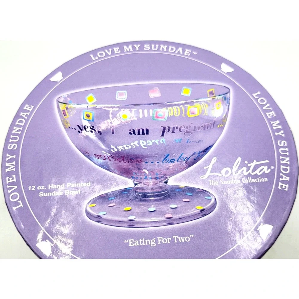 Lolita Sundae Bowl Eating for Two Hand Painted Ice Cream Dish 12 oz